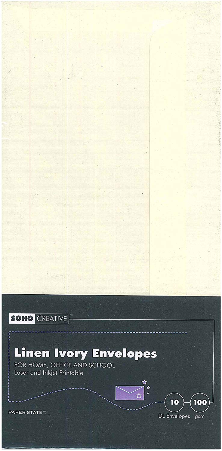 SOHO Creative Linen DL Envelope - Ivory (Pack of 10)