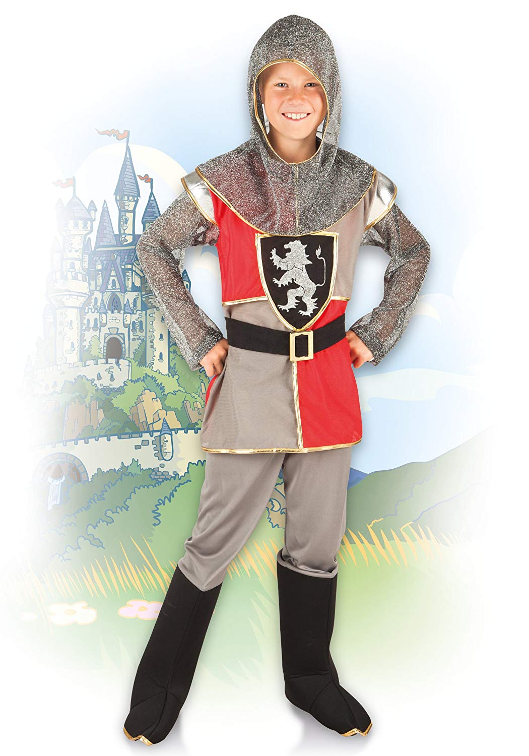 Boland, Children's Costume Sir Templeton, Knight, Medieval, Coat of Arms on the Chest, Headcover, Boot Warmers, Carnival - Image 4