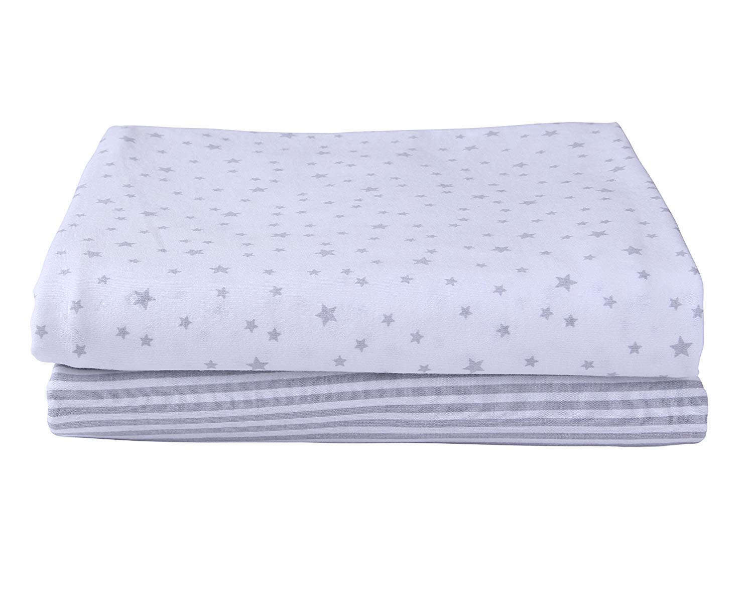 Stars & Stripes 2 Pack Fitted Cot Bed Sheets - Grey, Stars & Stripes - Grey, 70x140 cm (Pack of 2)