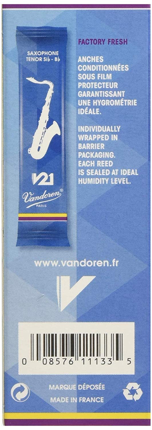 Vandoren V21 Tenor saxophone reeds, box of 5 - Strength 2,5, black, Strength 2.5 - Image 2