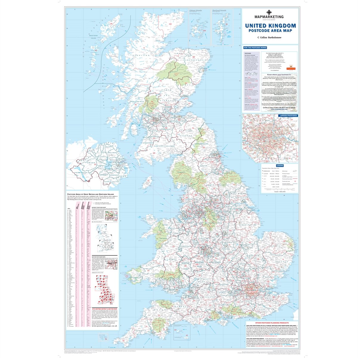 Postcode Map Numbers UK Postcode Wall Map – Laminated Large Wall Map – 120cm X 83cm ...