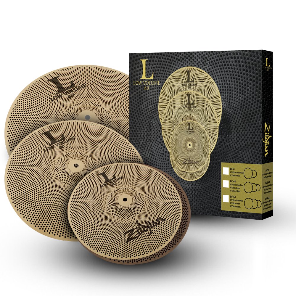 Zildjian L80 Series Low Volume 3 Cymbal Box Set - 14 Inch Hi-Hats, 16 Inch Crash, 18 Inch Crash/Ride, Gold, 14",16",18"
