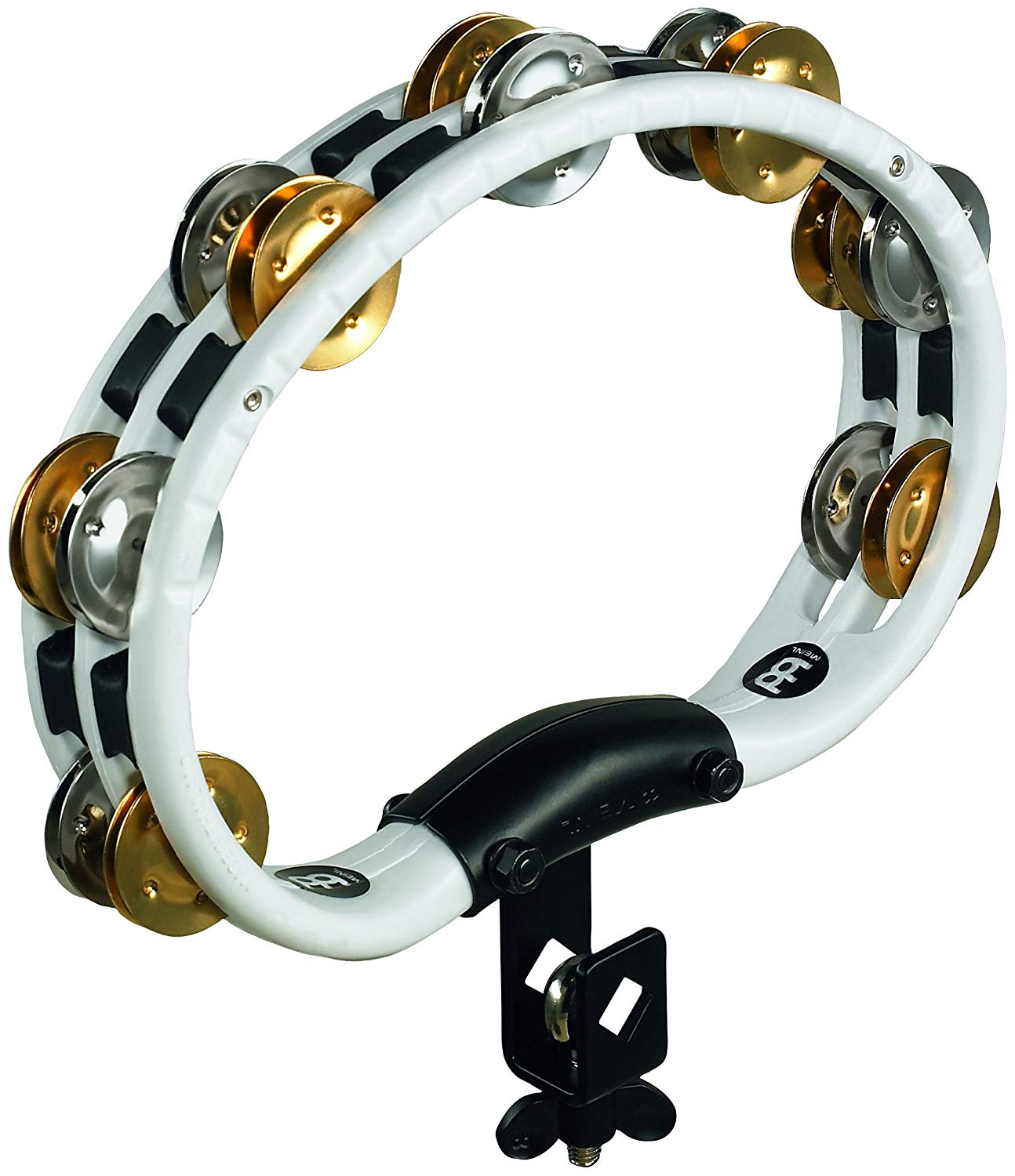 Meinl Percussion Traditional Mountable Tambourine, 2-Row Tambourine, With Holder, ABS Plastic / Brass and Steel
