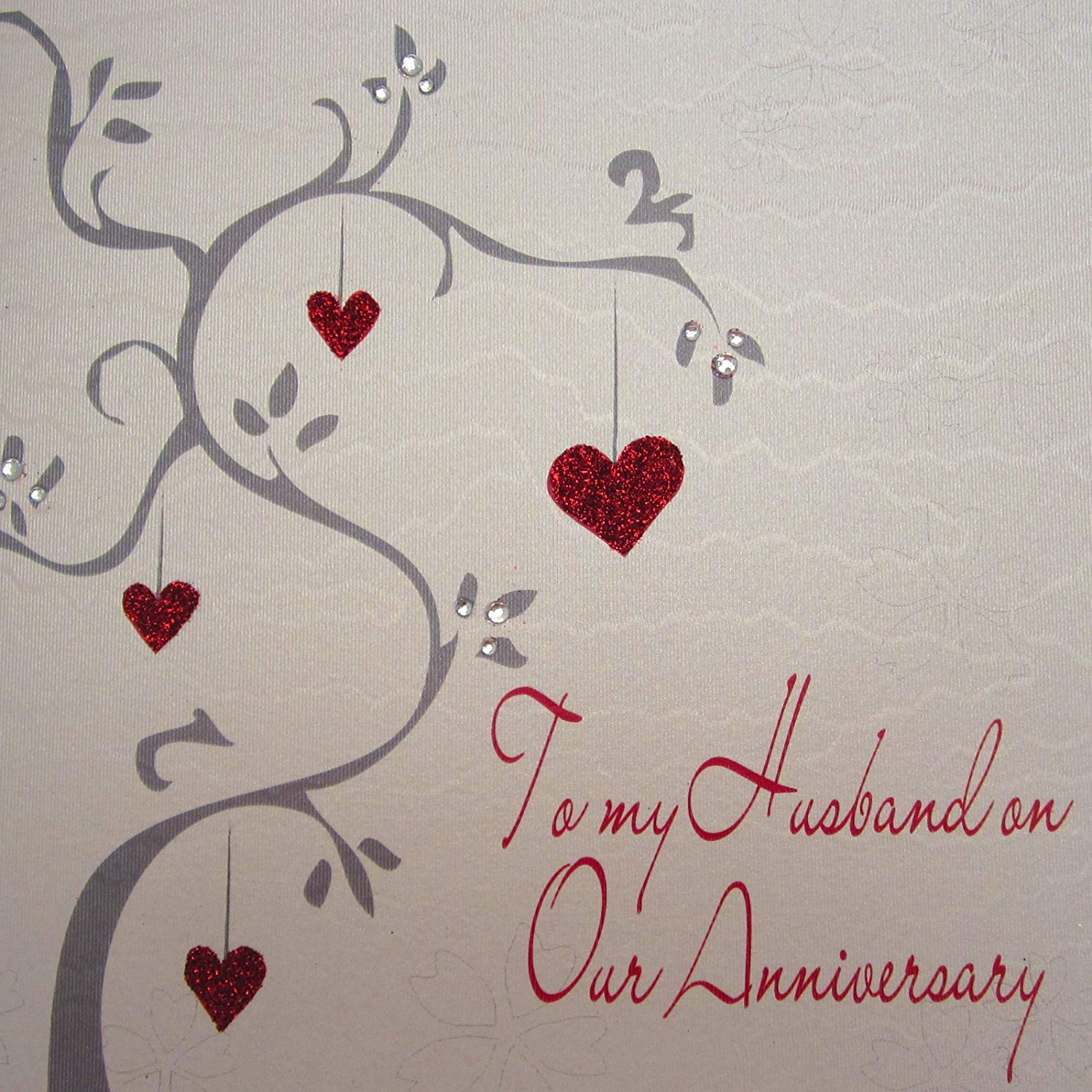 White Cotton Cards To My Husband on Our Anniversary, WB217, 16cm x 16 cm