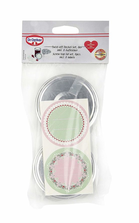 Dr. Oetker 3230 Lid Twist Off and Stickers, Tin Plate, Silver/Green/Red/White/Pink, 8.5 x 8.5 x 1 cm 8 Units - Image 3