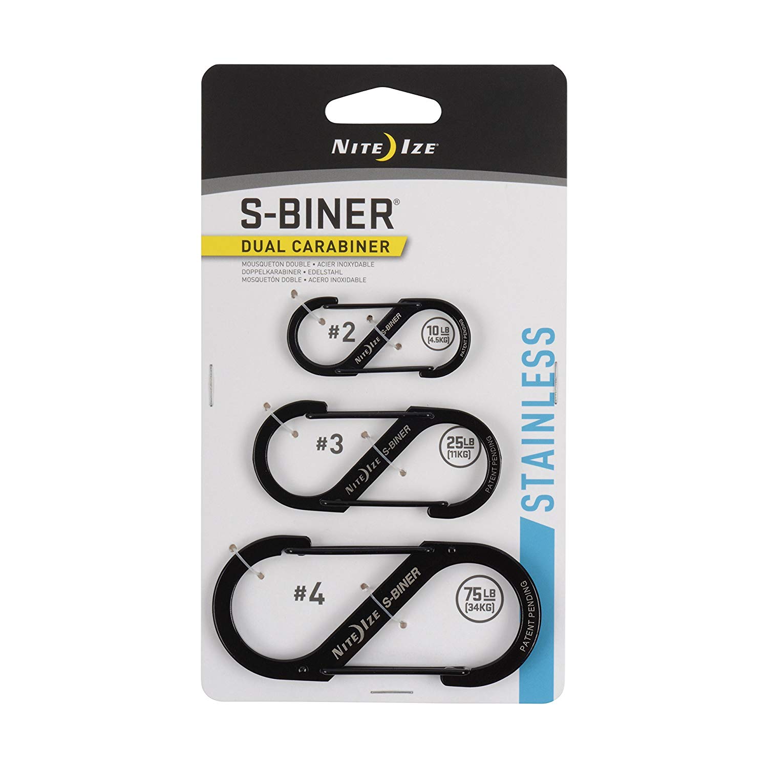 Nite Ize S-Biner Dual Carabiner Stainless Steel - 3 Pack S-Biner Dual Carabiner Stainless Steel - 3 Pack - Black, N/A