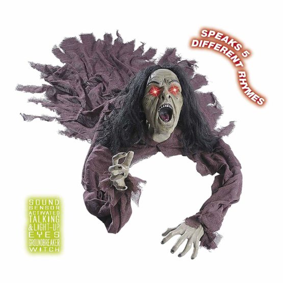 Ladies Talking Witch Groundbreakers With Light Up Ey Accessory for Halloween Fancy Dress