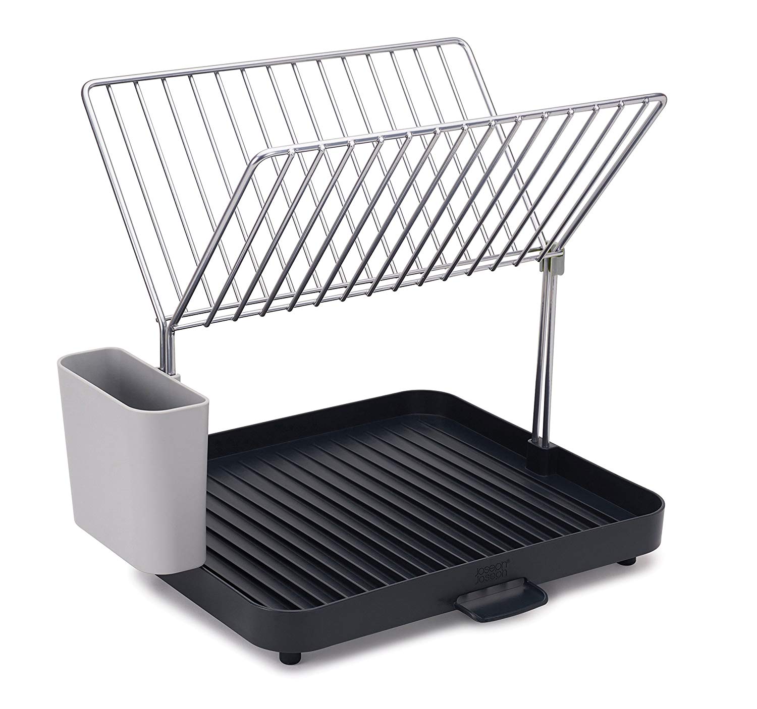 Joseph Joseph Y-Rack - Space saving 2 Tier Dish Drainer Rack with self-draining utensil pot and spout, Grey - Image 2