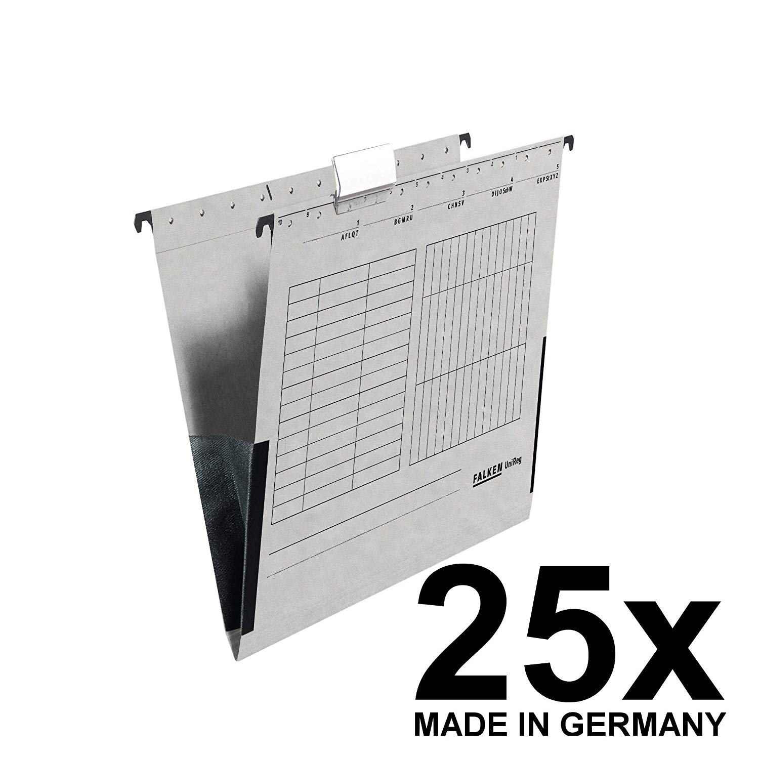 Exacompta, Ref 80002694001F, FALKEN, UniReg Suspension Files with Linen Edge Protectors, Suitable for A4 Documents