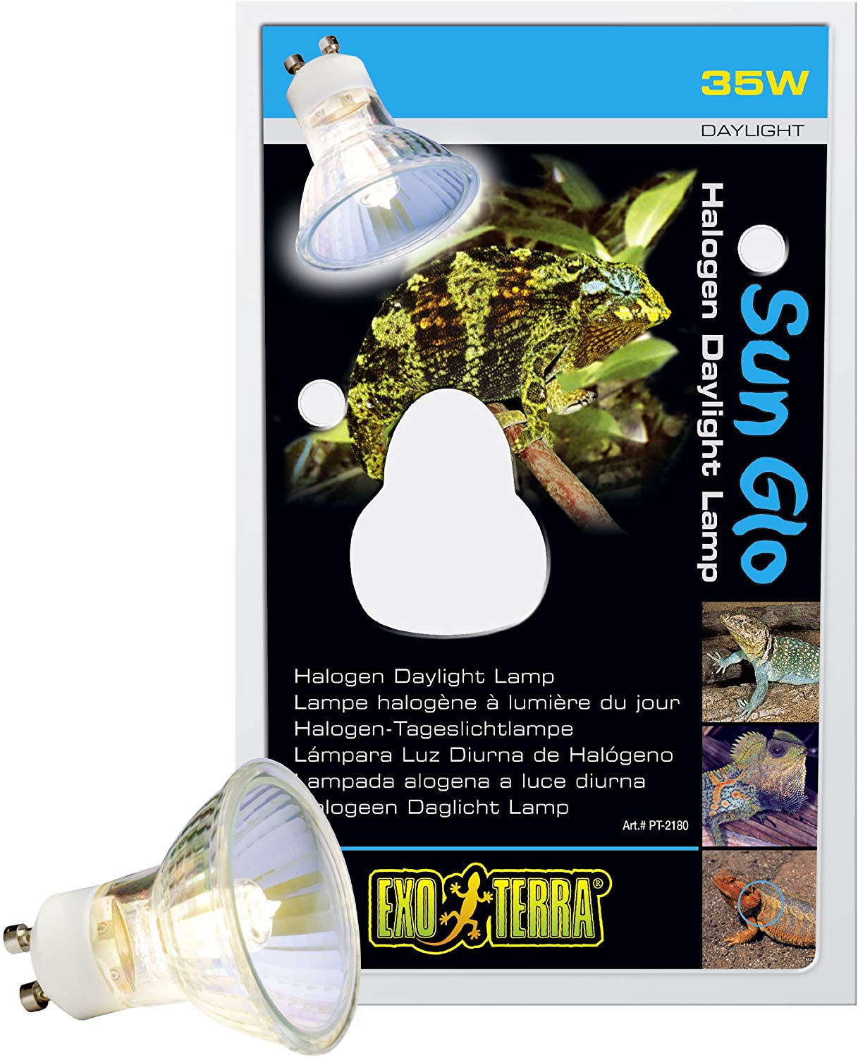 Exo Terra 35 w Sun Glo Halogen Basking Spot Bulb, White, 35 Watt