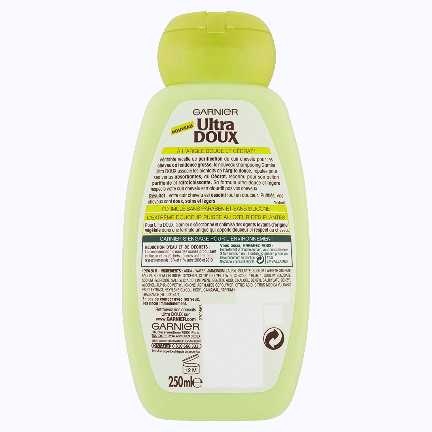 Garnier Ultra Soft Shampoo (Pack of 3), Argile Douce/Cédrat, 250 ml (Pack of 3) - Image 2