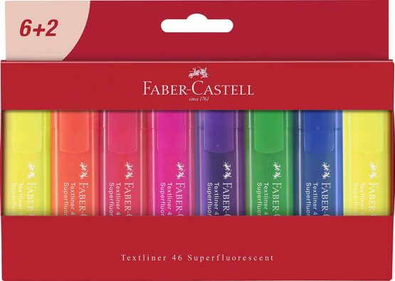Faber-Castell 254667 Textmarker Textliner 1546, 8-ply wallet case, 8 pens