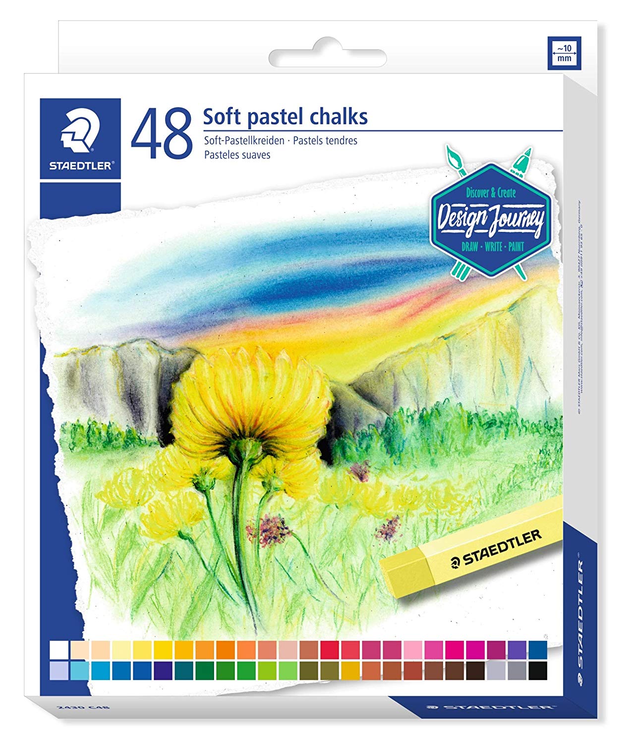Staedtler karat soft pastel chalks box set of 48 assorted artists colours, multi-coloured, 48 count (Pack of 1)