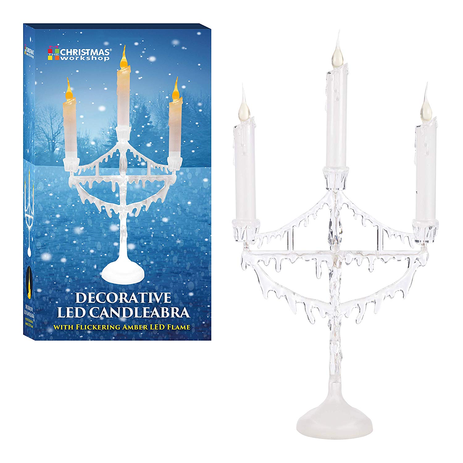 The Christmas Workshop Flickering Candelabra, Clear Acrylic - Image 3