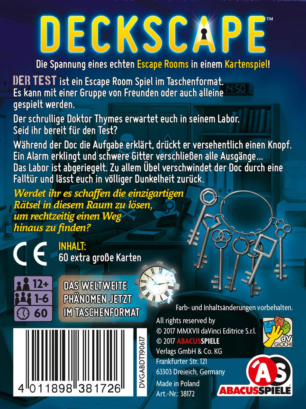 ABACUSSPIELE ABA38172 "Deckscape Der Test" Board Game, Blue, Medium - Image 2