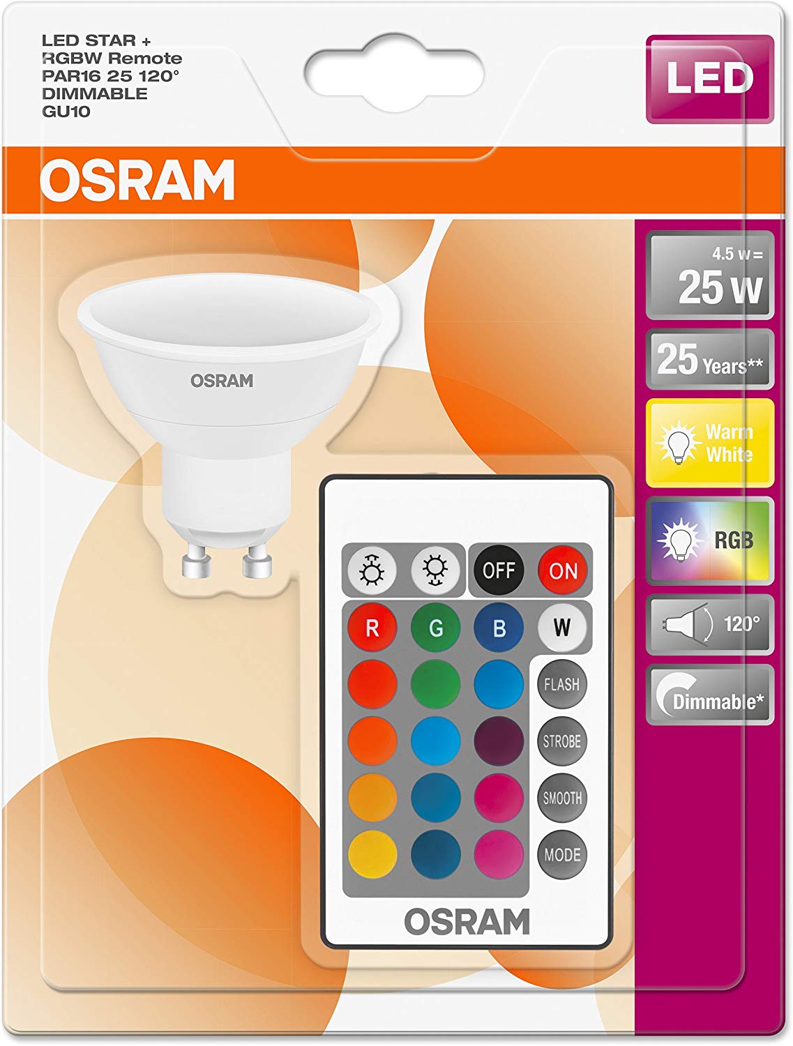 Osram Star+ Par16 Grew LED Reflector Lamp, Plastic, Warm White, GU10, 4.5 W - Image 3