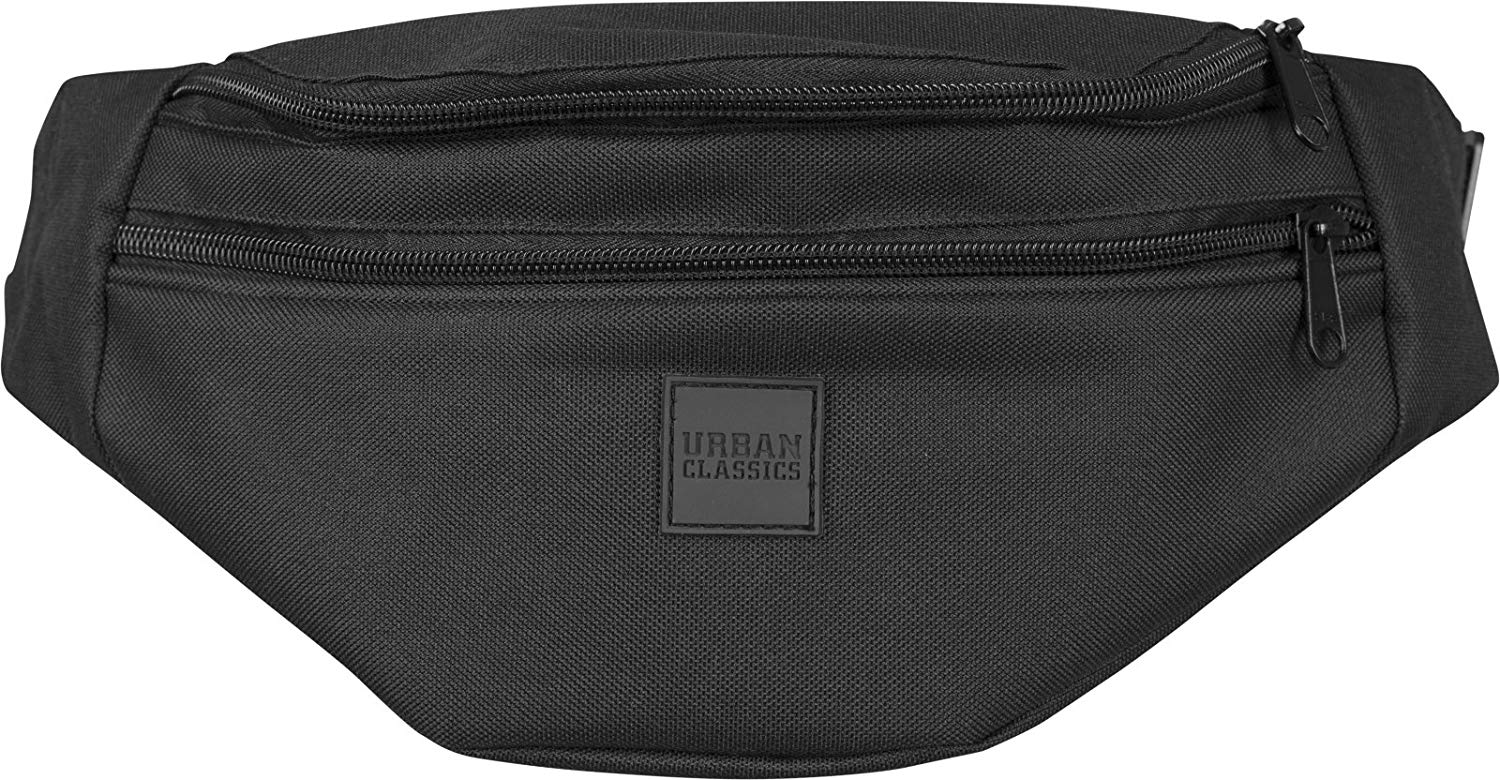 Urban Classics Women Accessories/Double Zip Bag, Black (Black/Black), 39 cm, Crossbody bag, Black (Black / Black)