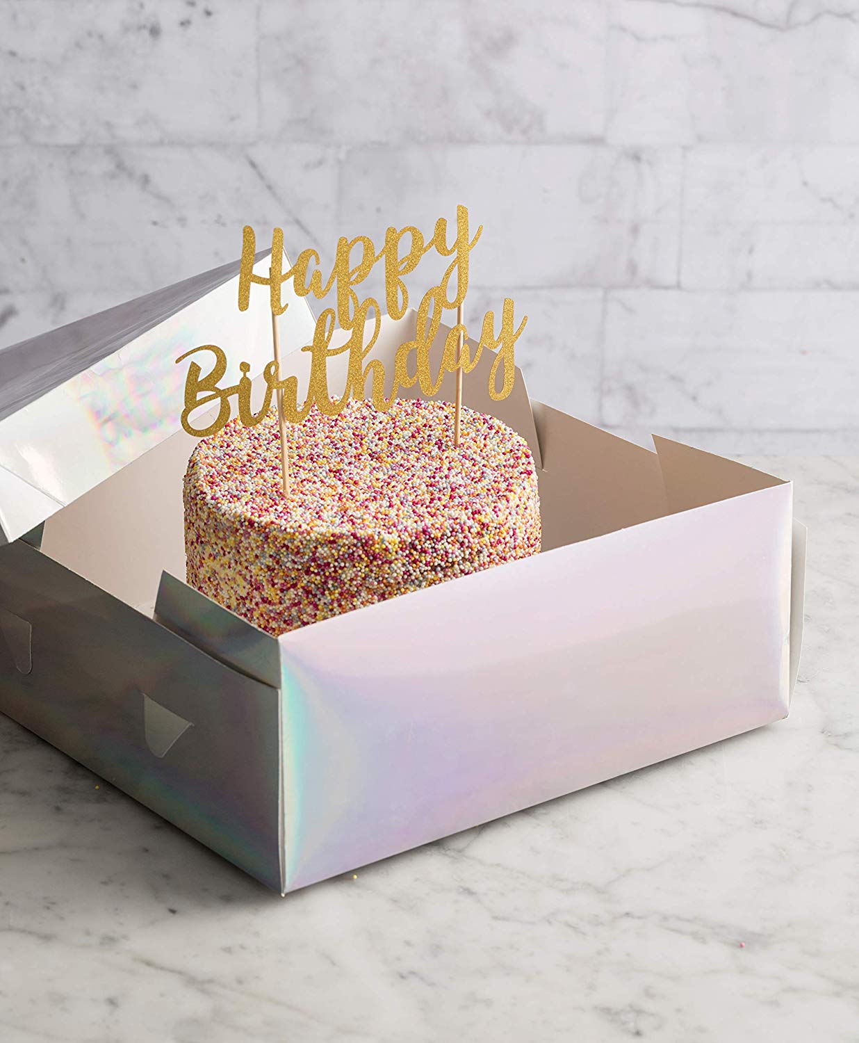 Mason Cash Happy Birthday Cake Topper - Reusable Acrylic Cake Decoration, Gold, 30 x 21 cm - Image 3