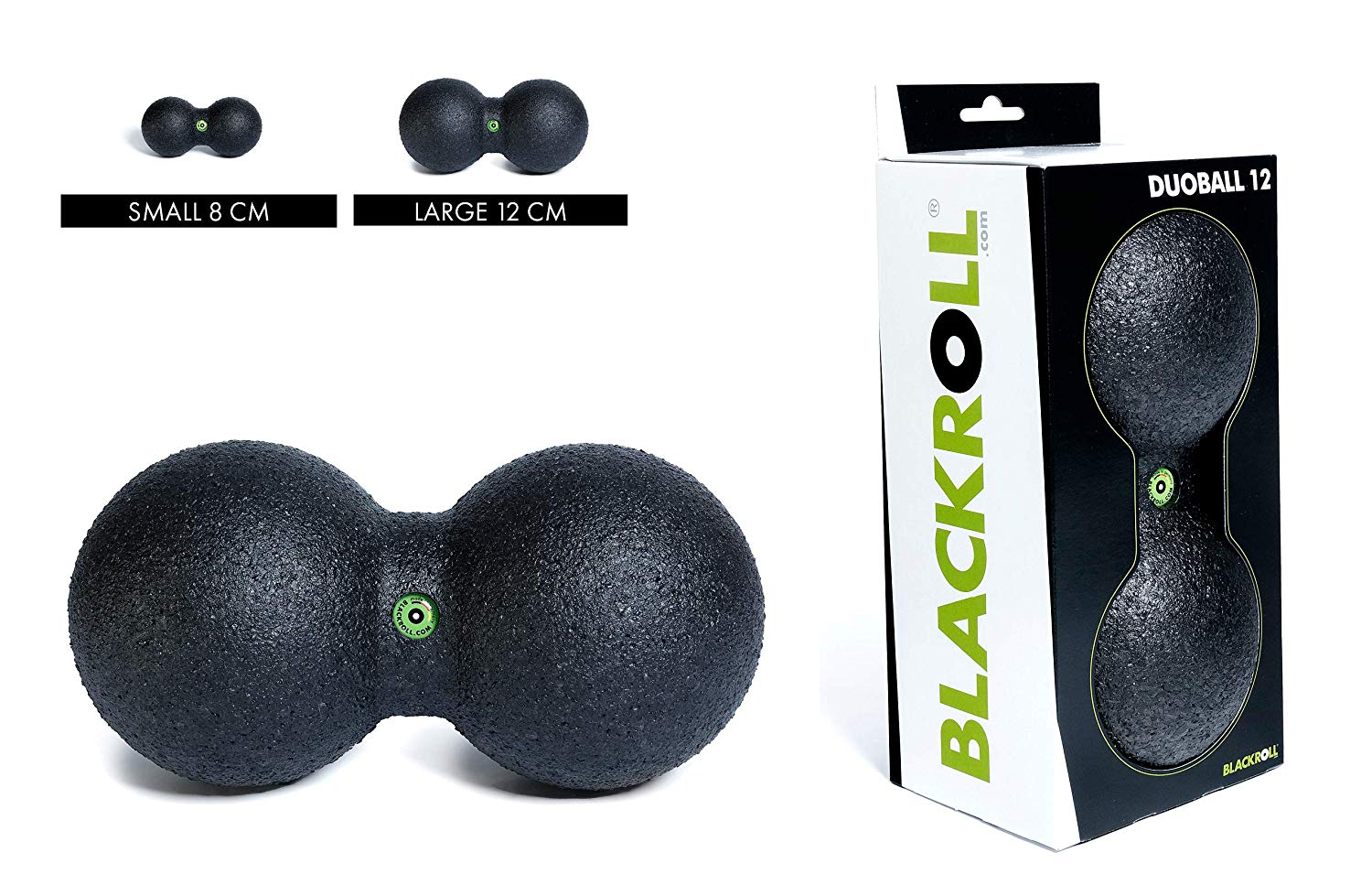 BLACKROLL Duo ball 12 - The original - Foam roller ball - Self massage fascia ball - Peanut therapy ball in black, 12 cm
