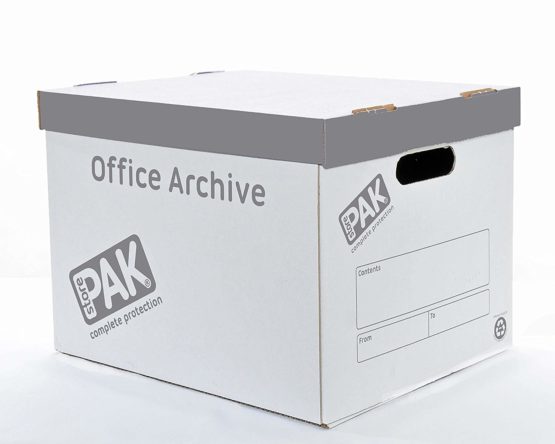 StorePAK Office Archive/Storage Cardboard Boxes & Lids Pack of 10. Good for Office, Home Storage & Moving House white & Grey