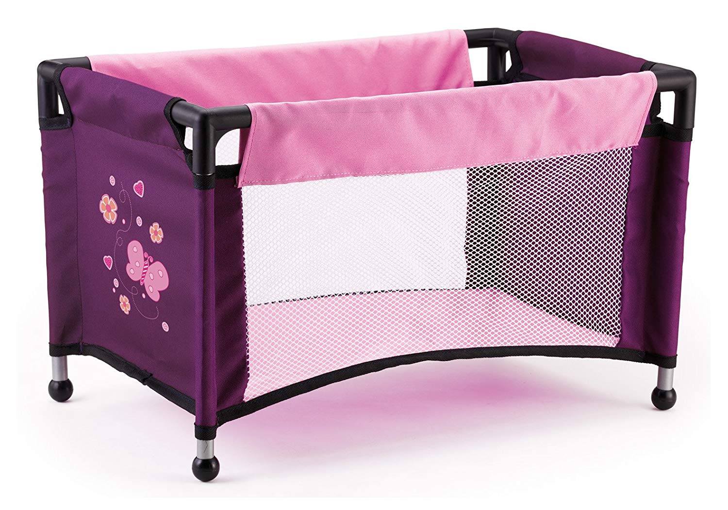 Bayer Design 13057AB Dolls Pram Trendy Set, stroller, adjustable handle, foldable, bag and bed, Pflaume, Small - Image 2