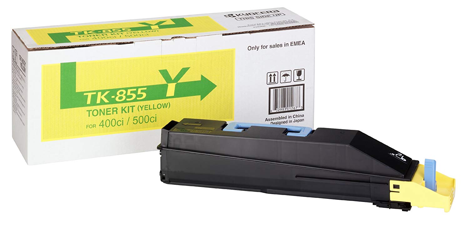 Kyocera Toner Cartridge TK-855 Y, YELLOW, 18.000 Pages Ultra High Capacity Genuine Premium Printer Toner, 1T02H7AEU0