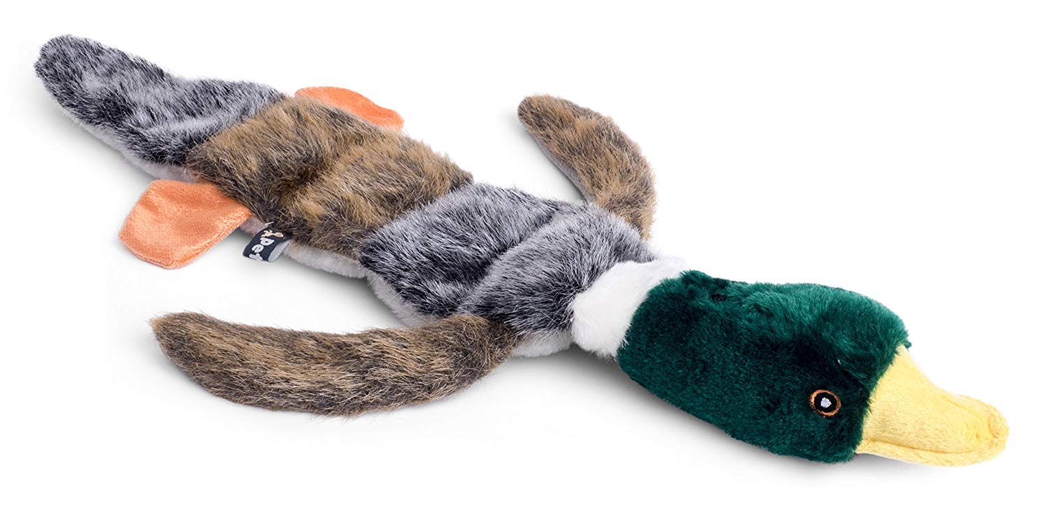 Petface Luxury Multi Squeak Duck Plush Dog Toy, Squeaky Duck