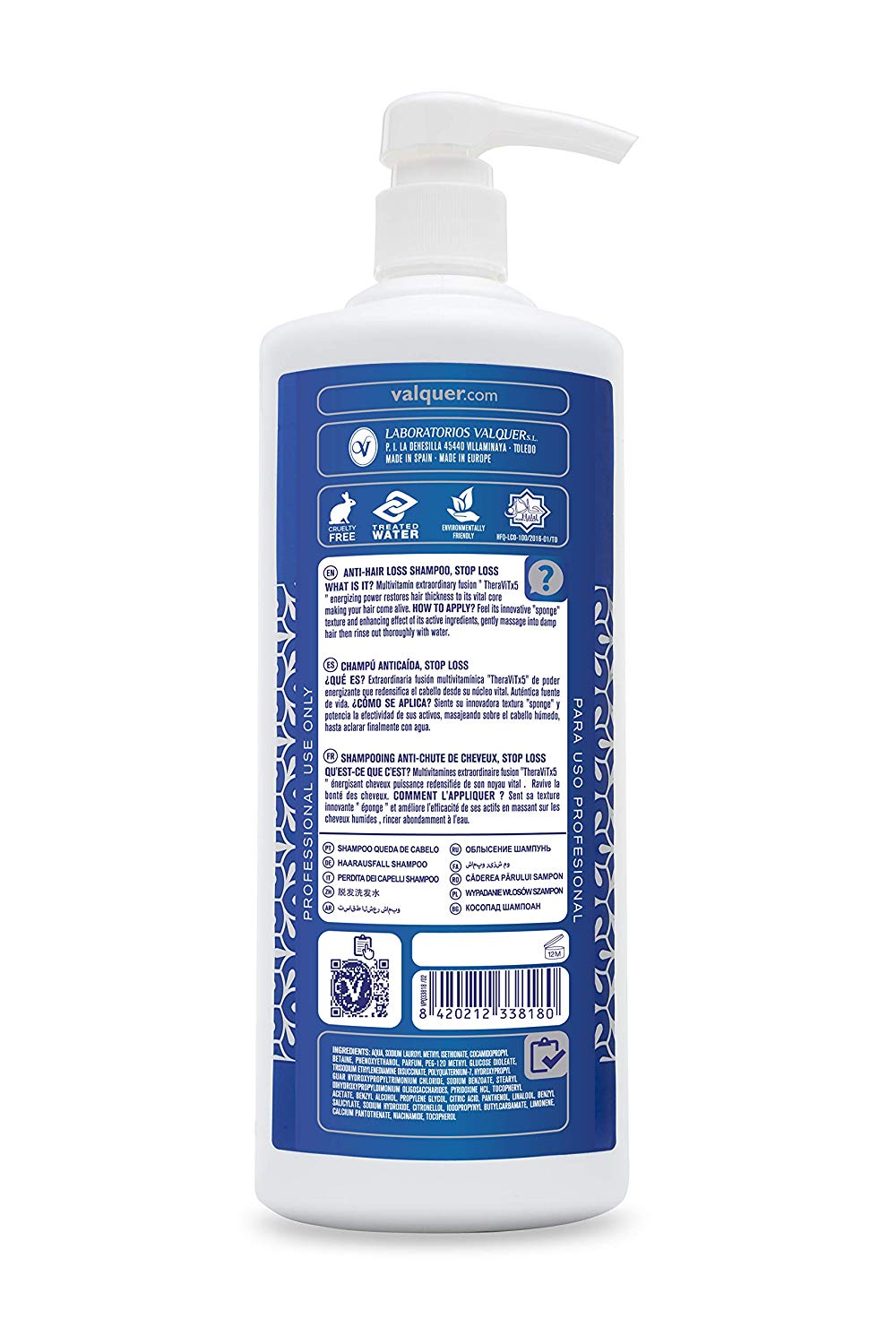 Valquer Anti-Hair Loss Shampoo: Stop Loss (NO sulfates, salt, parabens, dyes, MIT) - 1000 ml, No foam, 1 l (Pack of 1) - Image 4