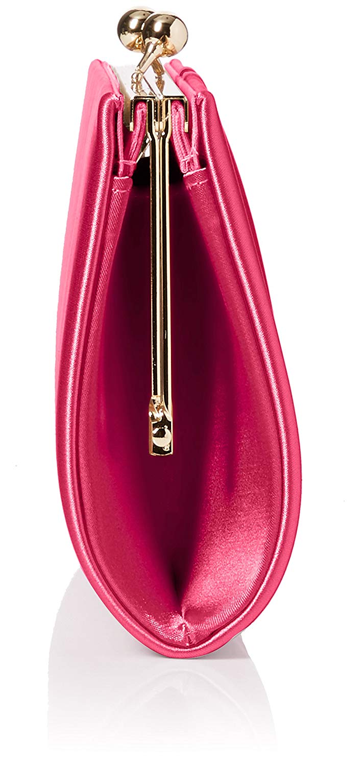 Swanky Swans Womens Mira Satin Classic Frame Bag Clutch Pink (Fuschia) ,5.1x12x20.8 cm (W x H x L) - Image 3