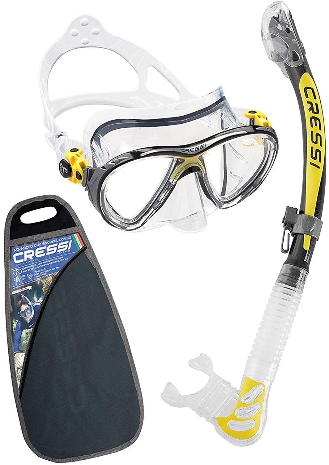 Cressi Big Eyes Evo & Alpha Ultra Dry Snorkel Set Adults, Silicone Snorkel Mask, Dry-Top Breathing Tube, Fit Diving Mask