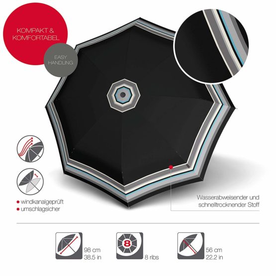 Knirps T.200 Medium Duomatic Grace Black Stick umbrella, 94 cm - Image 2