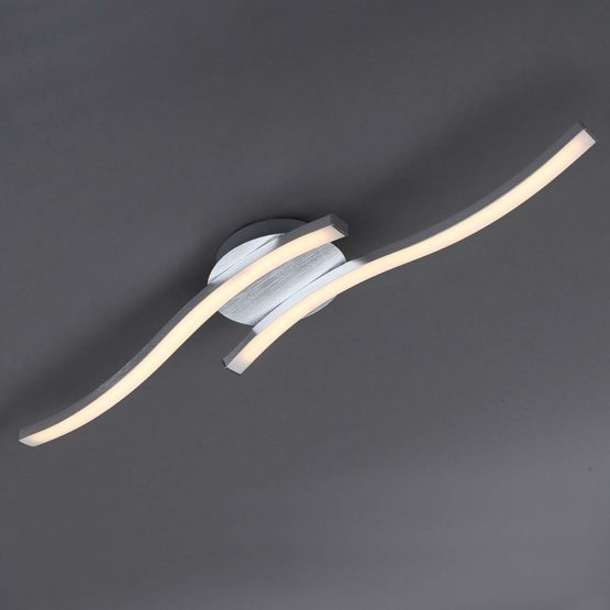 Briloner Leuchten Ceiling light, wavy ceiling lamp, 2-bulbs, 2 x 6W, warm white light, 55.4 cm, aluminium coloured - Image 2