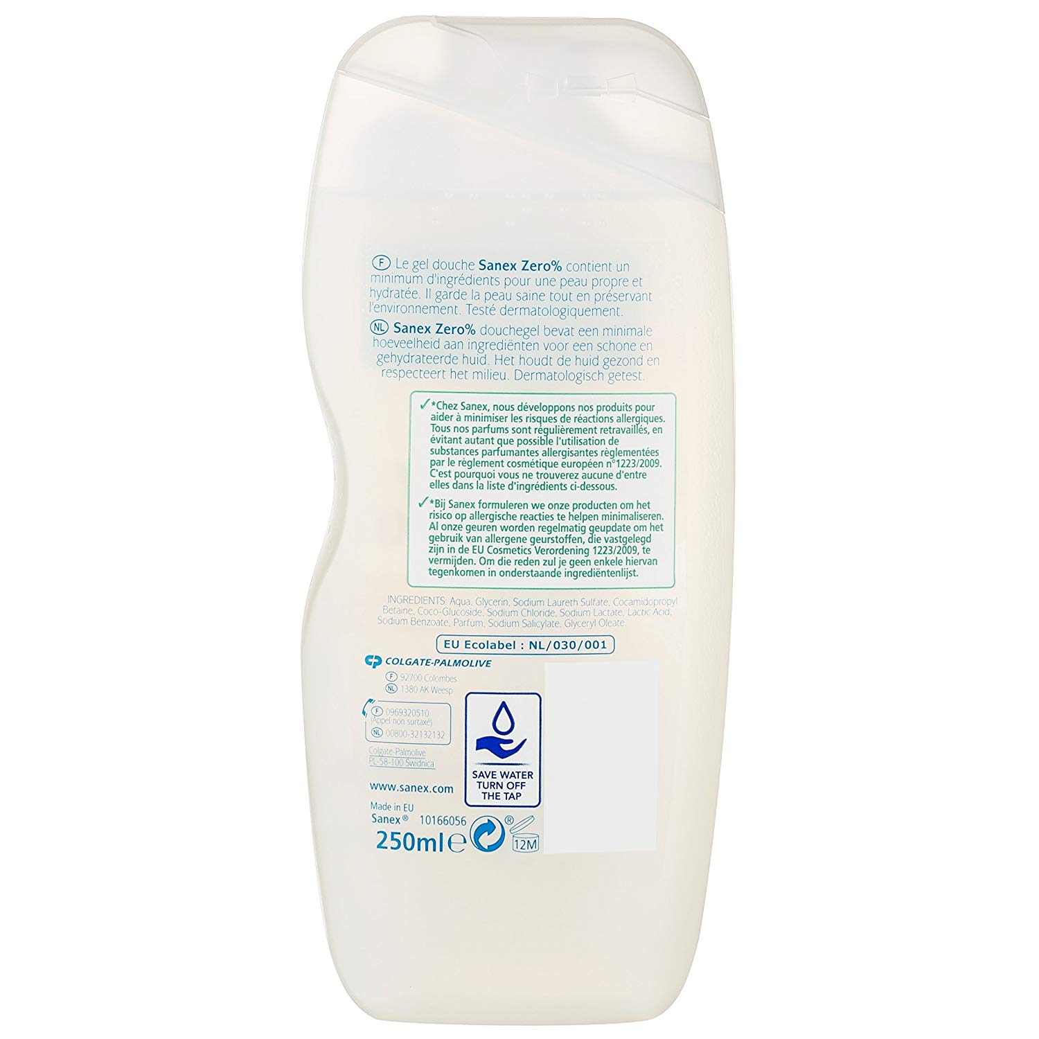 Sanex Shower Gel Zero% Biodegradable Dry Skin - 250 ml - Pack of 1, 250 ml (Pack of 1) - Image 2