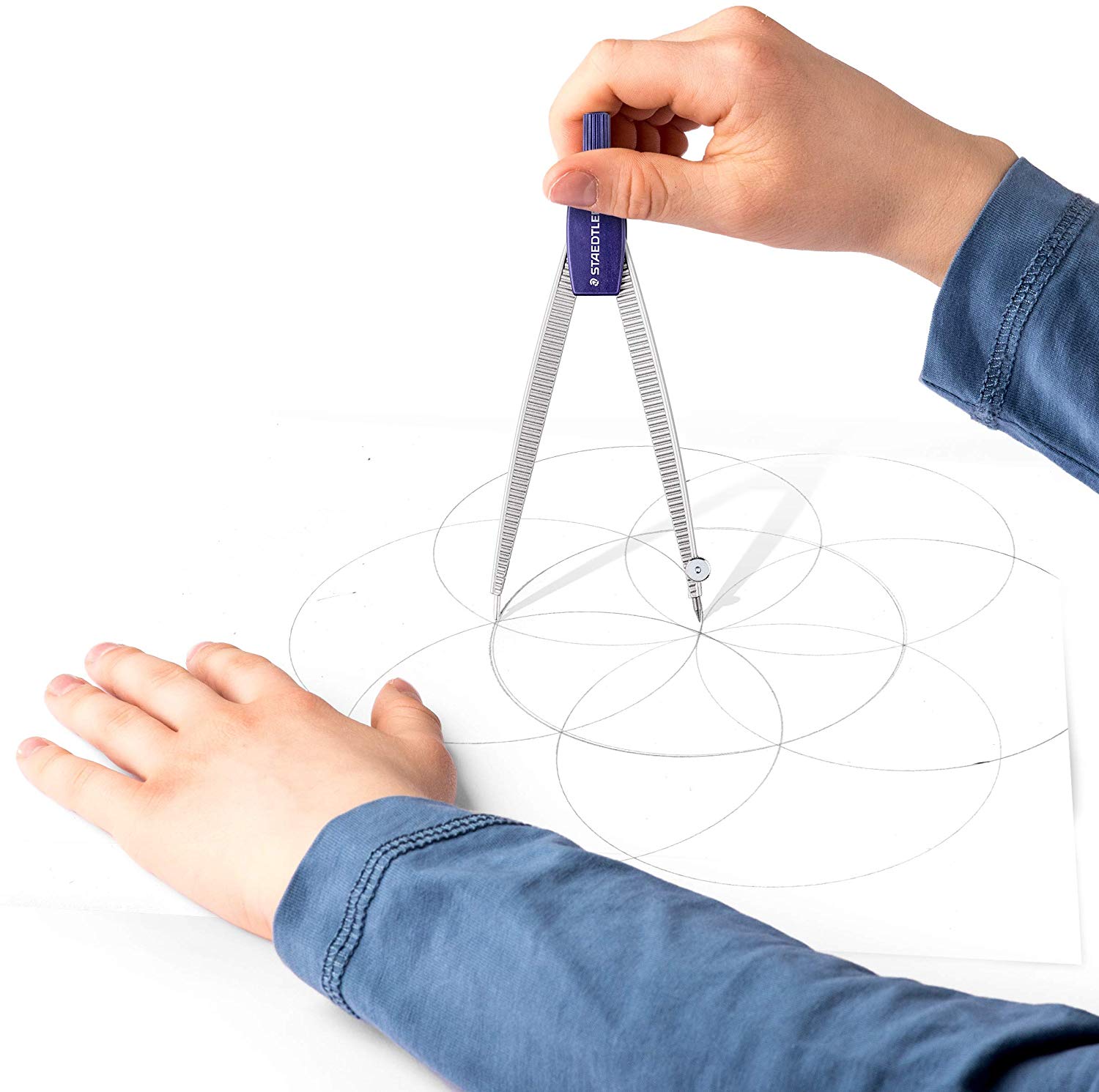 Staedtler Noris School Compass with Blunt Angle Safety Pin Metallic Red 550 50 M2 - Image 3