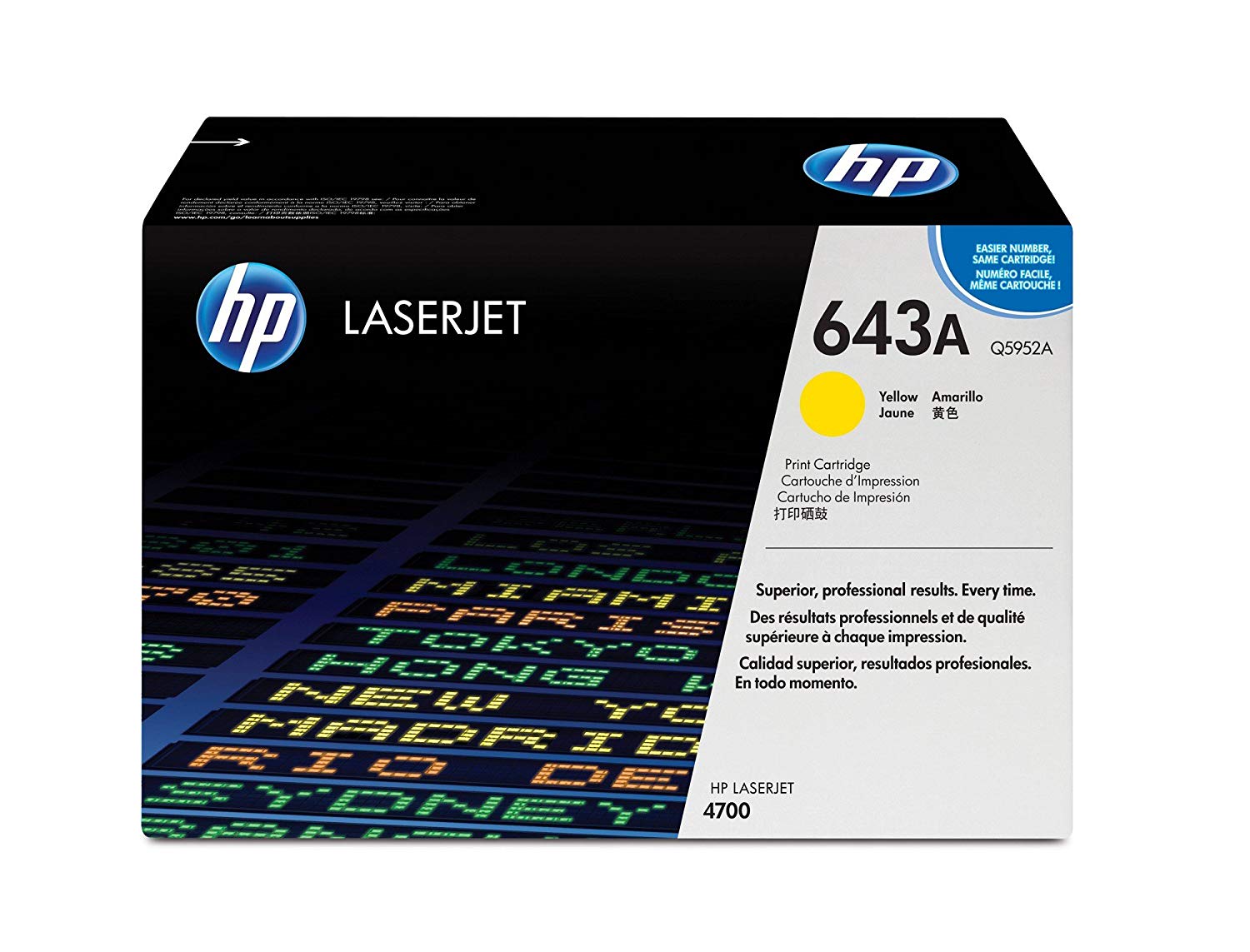 HP Q5952A 643A Original LaserJet Toner Cartridge, Yellow, Single Pack, Standard