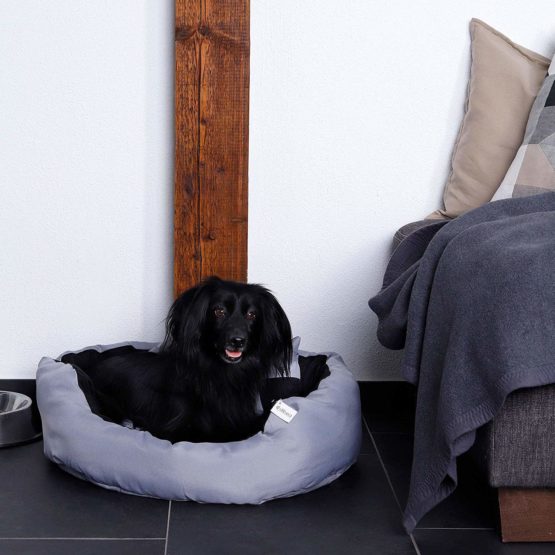 dibea Warm Basket Tearproof/Waterproof Cushion Dog/Cat Bed with Pillow, 65 x 50 x 20 cm, Black/Grey - Image 2