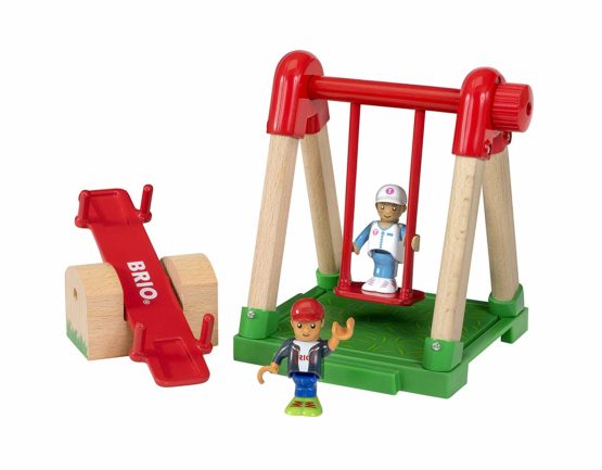 BRIO World – Village Playground – Balançoire Et Bascule Avec 2 Figurines – Compatible Avec Tous Les Circuits BRIO