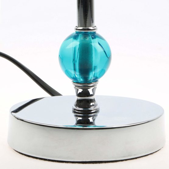 Premier Housewares Chrome Stem Table Lamp with Acrylic Ball and Fabric Shade - Teal - Image 3