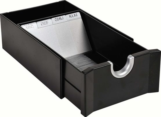 Exacompta Exactive ExaBusiness Business Card Box, 190 x 114 x 61 mm - Black/Metallic Silver - Image 2
