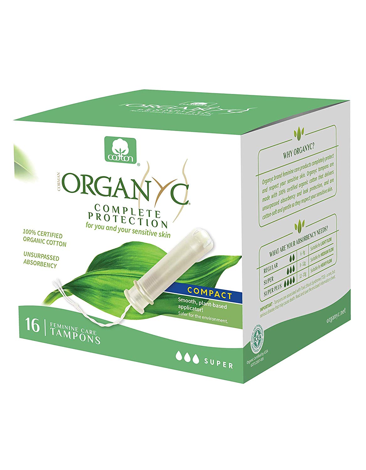 ORGANYC Super Compact Applicator Tampons