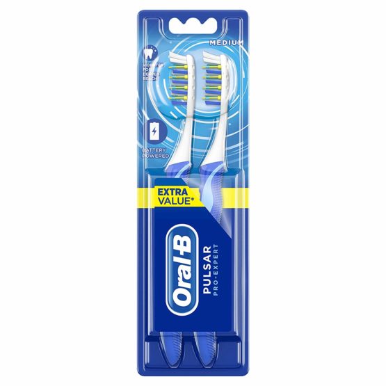 Oral-B Pulsar Pro-Expert Manual Toothbrush Enhanced With Battery Power, 2 Counts, (colours may vary)