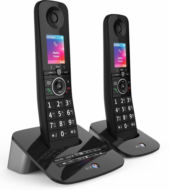 BT Premium Cordless Home Phone with 100 Percent Nuisance Call Blocking, Mobile Sync, Answer Machine, Twin Handset Pack