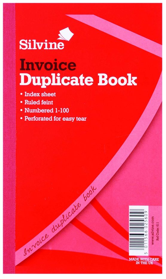 Silvine Duplicate Invoice Book - Numbered 1-100 with index sheet (210 x 127mm)