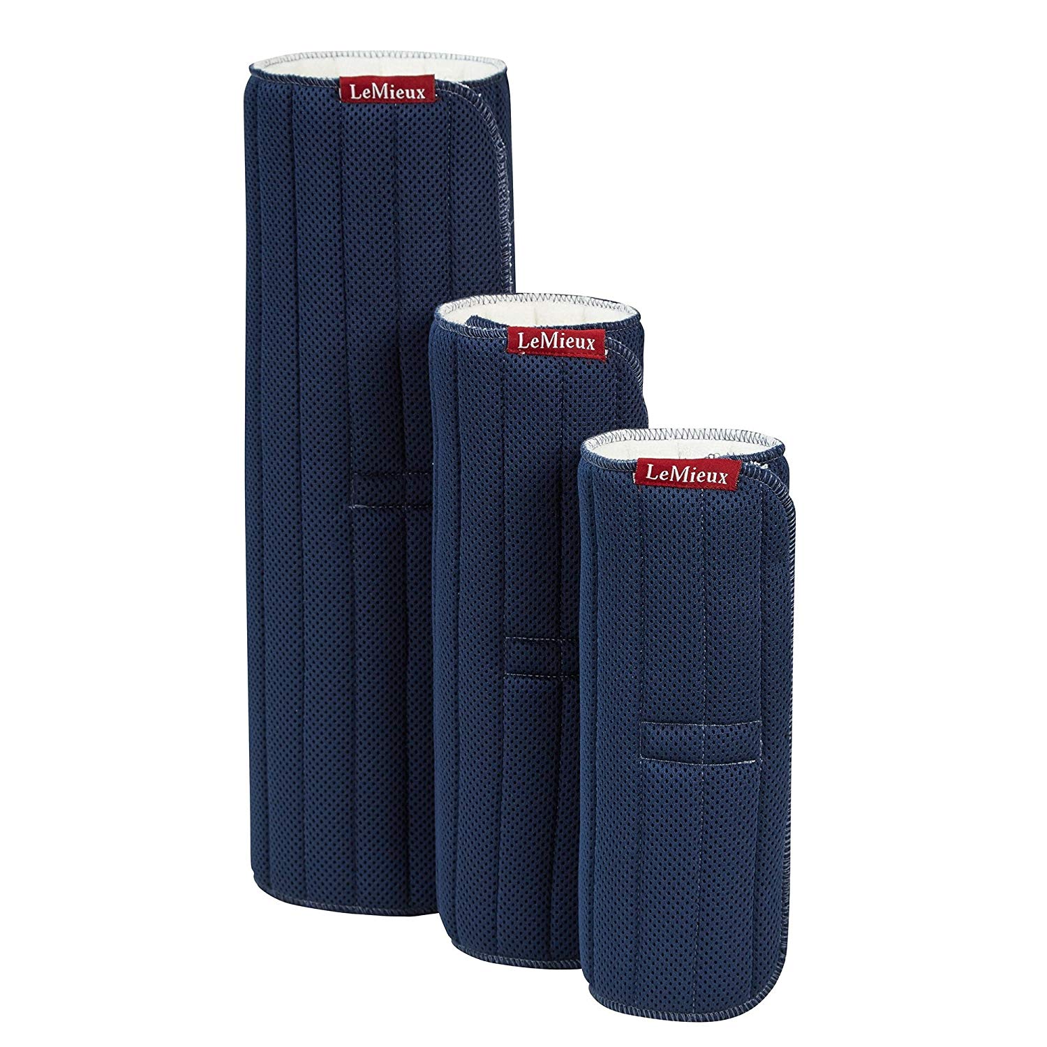 LeMieux Horse Bandage Pads with Memory Foam Filling & Soft Towelling Flannel Lining in Navy for Leg Support Stable and Exercise - Large - Image 2