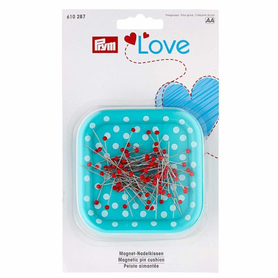 Prym Love Magnetic Cushion Plus 9 g of Glass-Headed Pins, red - Image 3