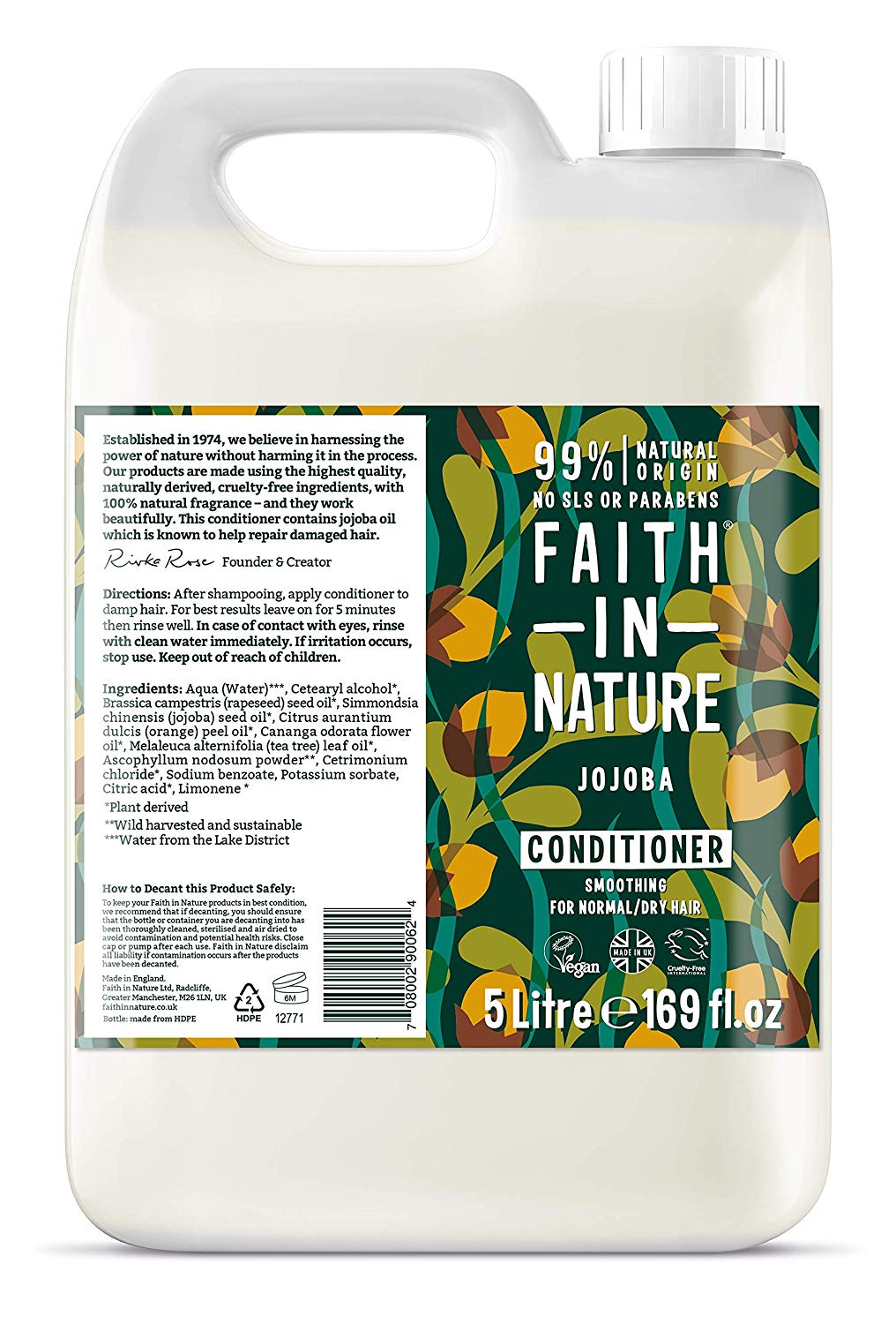 Faith In Nature Natural Jojoba Conditioner, Smoothing for Dry Hair & Scalp, Vegan & Cruelty Free, No SLS