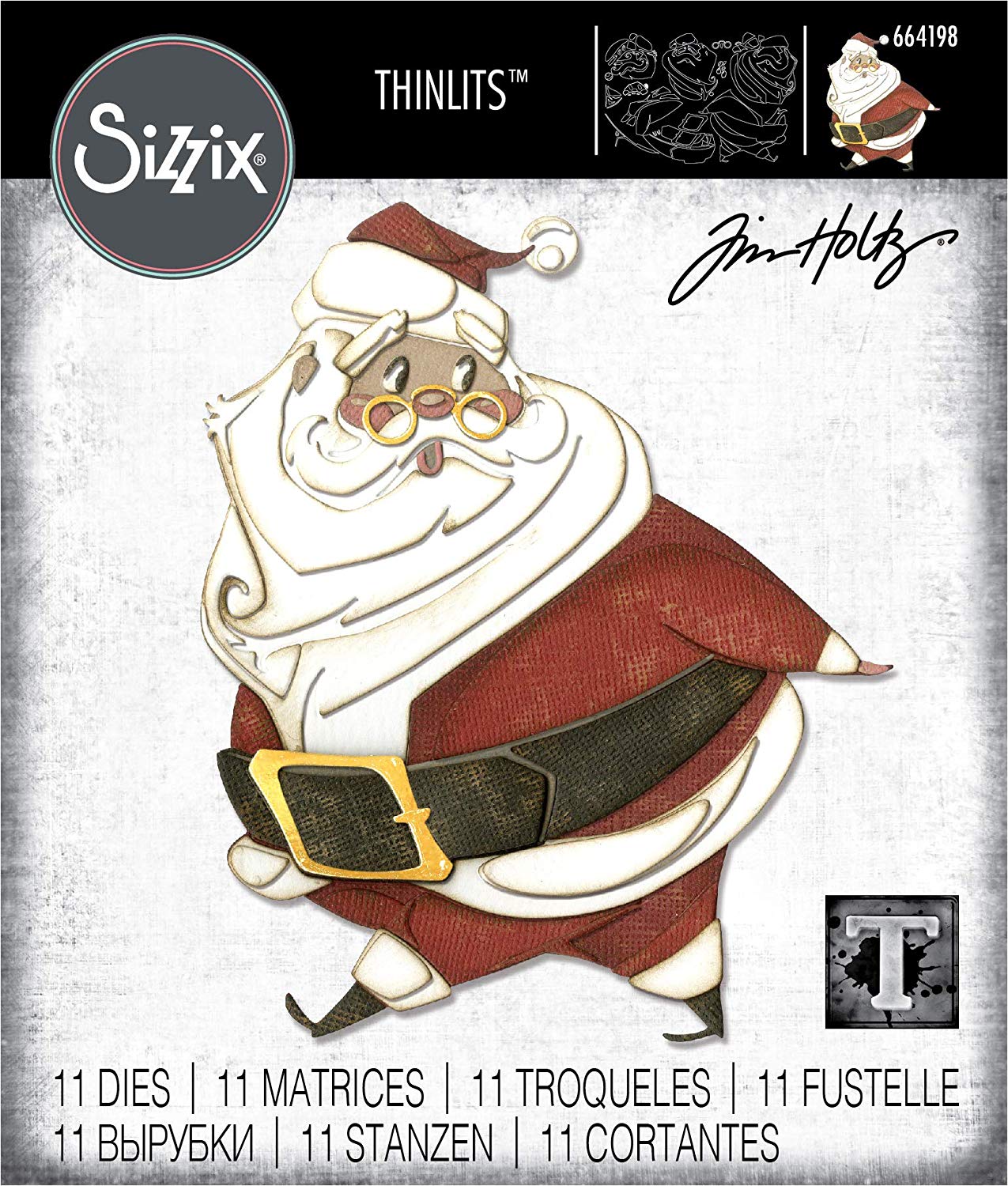 Sizzix Thinlits Die Set 664198, Tim Holtz, 11 Pack, Multi Colour, One Size, St Jolly Nick - Image 3