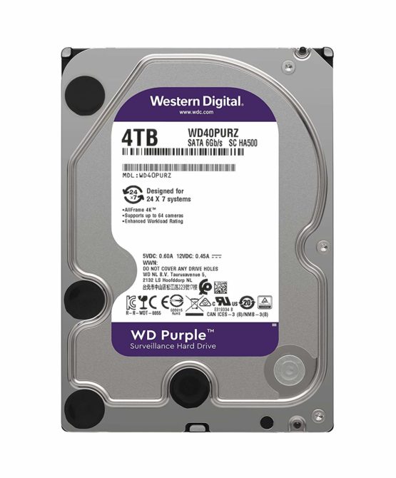 Western Digital Purple 4TB Surveillance 3.5 Inch SATA 6 Gb/s Hard Disk Drive with Allframe 4K Technology - 180TB/yr, 64MB Cache, 5400rpm - WD40PURZ - Image 3