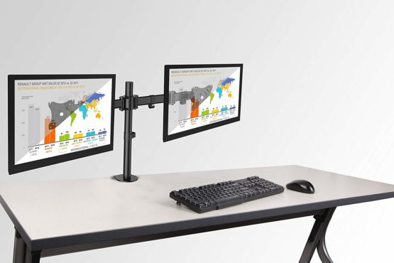 Proper Dual Arm Cantilever Desk Monitor Mount for 13" 19" 23" 24" 27" and 32" Monitors - Image 4