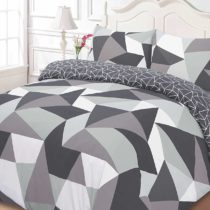 Dreamscene Polycotton Duvet Cover with Pillow Case Bedding Single - Shapes Black